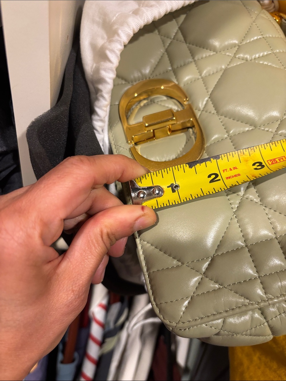 Dior Quilted Crossbody medium Bag in Sage Green with Gold CD Accent - Picture 14 of 15